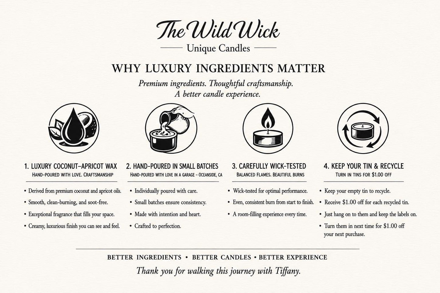 Vanilla Orchid Luxury Candle | Coconut Apricot Wax | Cool Coastal | Simple Clean white 4oz Tin |