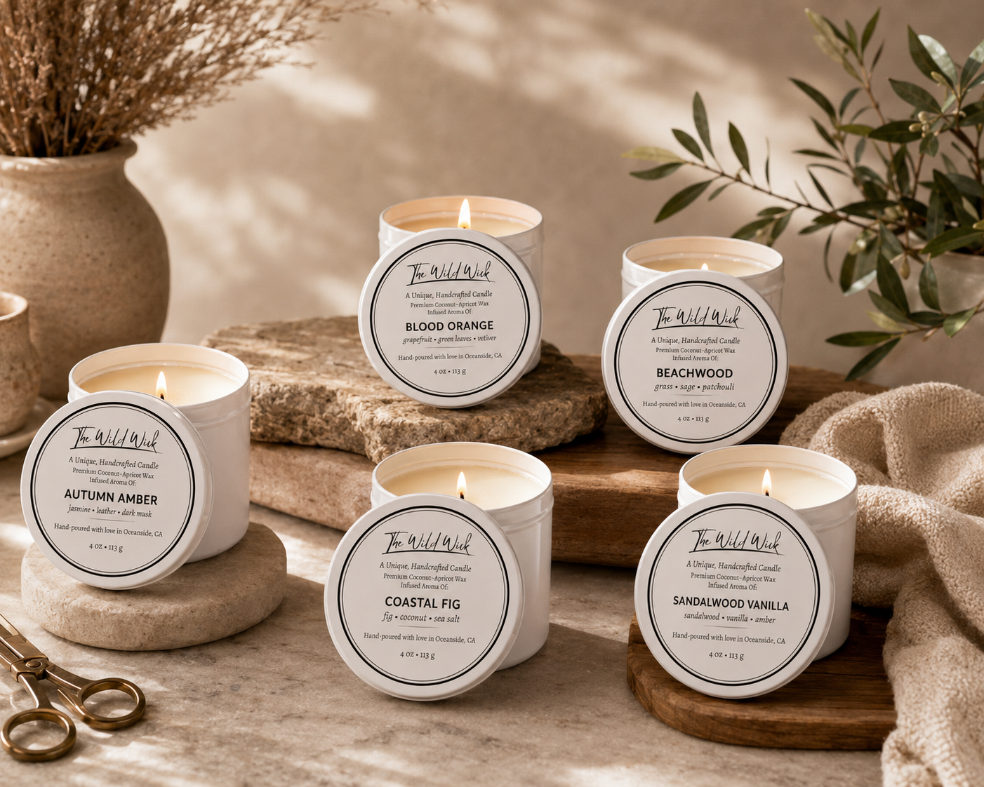 Blood Orange Luxury Candle | Coconut Apricot Wax | Citrus Fresh | Simple Clean white 4oz Tin |