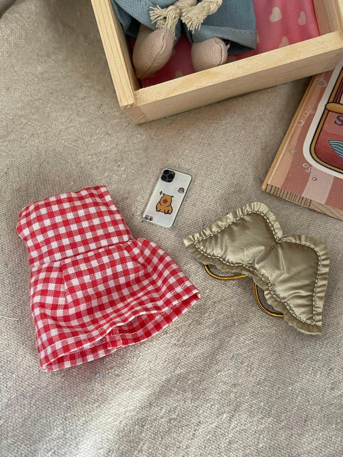Mouse in a Sardine House - Adorable collectable in a Wooden Box in a Sardine box. One of a kind.