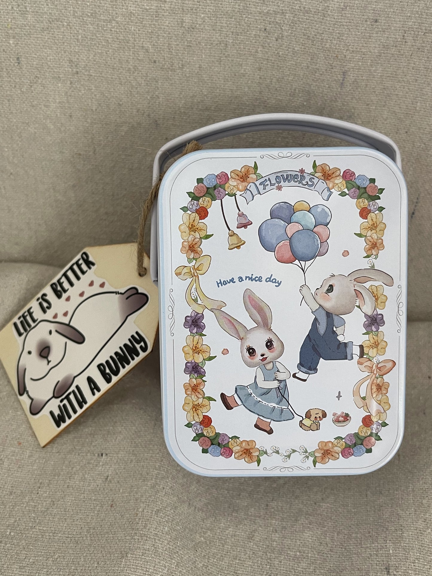 Bunny in a Box Tin Box - Adorable Collectible with Soft, Fluffy Bunny Design for Fun, Boxes