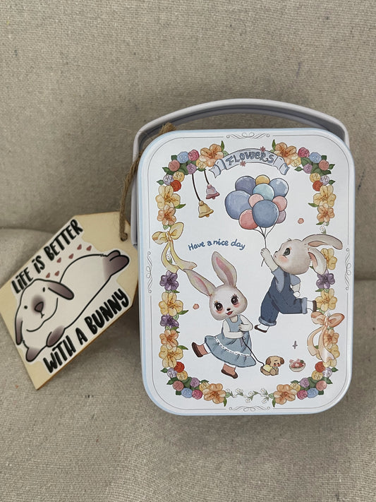 Bunny in a Box Tin Box - Adorable Collectible with Soft, Fluffy Bunny Design for Fun, Boxes