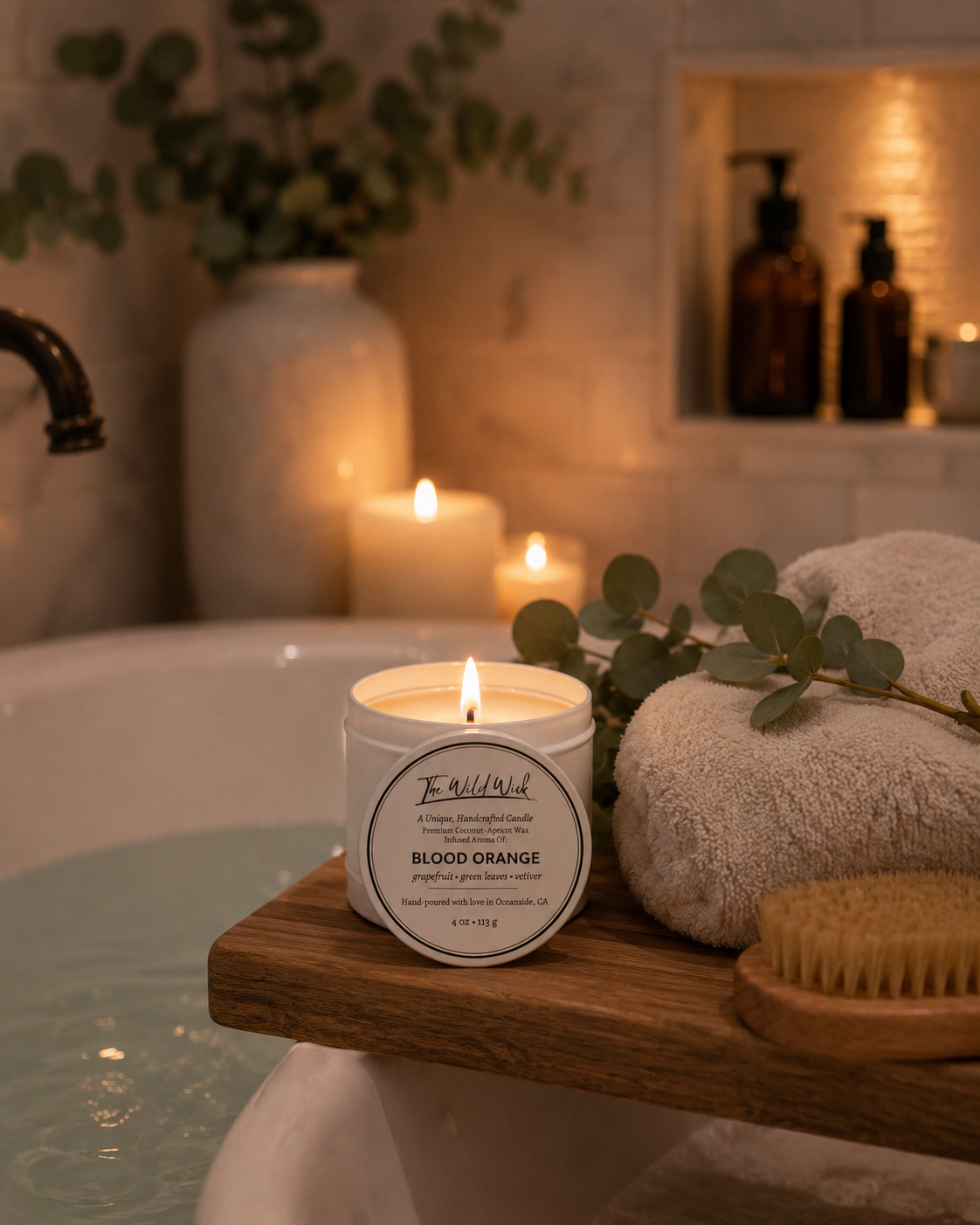 Blood Orange Luxury Candle | Coconut Apricot Wax | Citrus Fresh | Simple Clean white 4oz Tin |