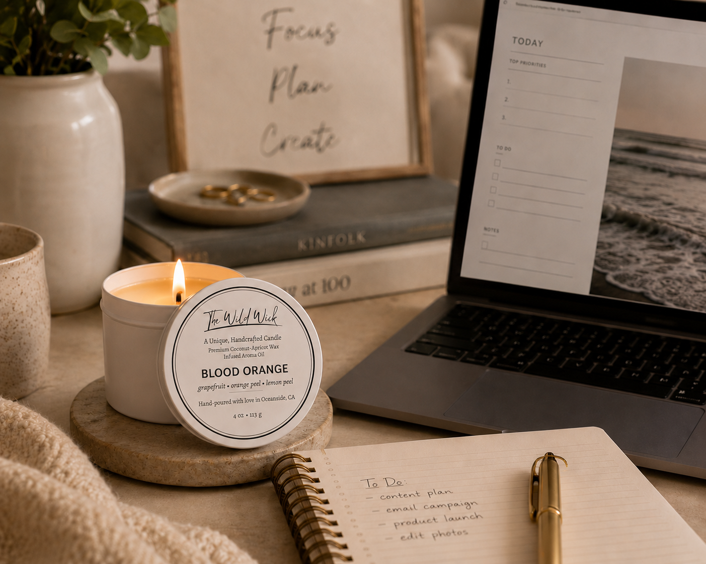 Blood Orange Luxury Candle | Coconut Apricot Wax | Citrus Fresh | Simple Clean white 4oz Tin |