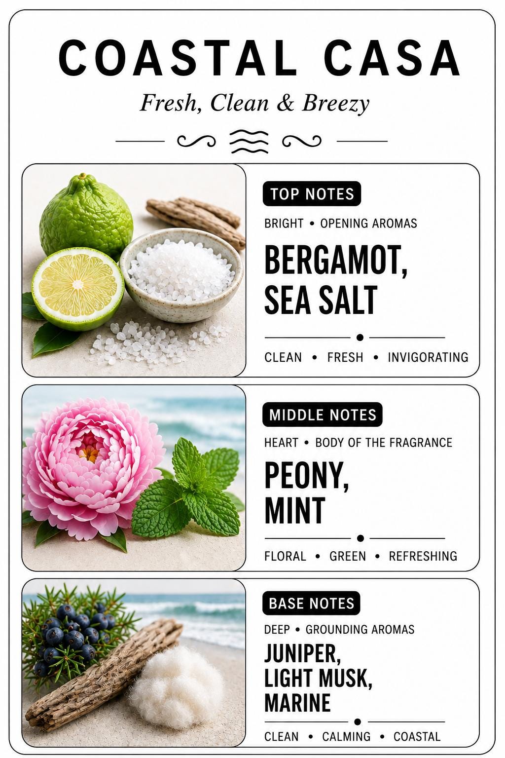 Coastal Casa Luxury Candle | Coconut Apricot Wax | Warm Coastal Moss | Simple Clean white 4oz Tin |