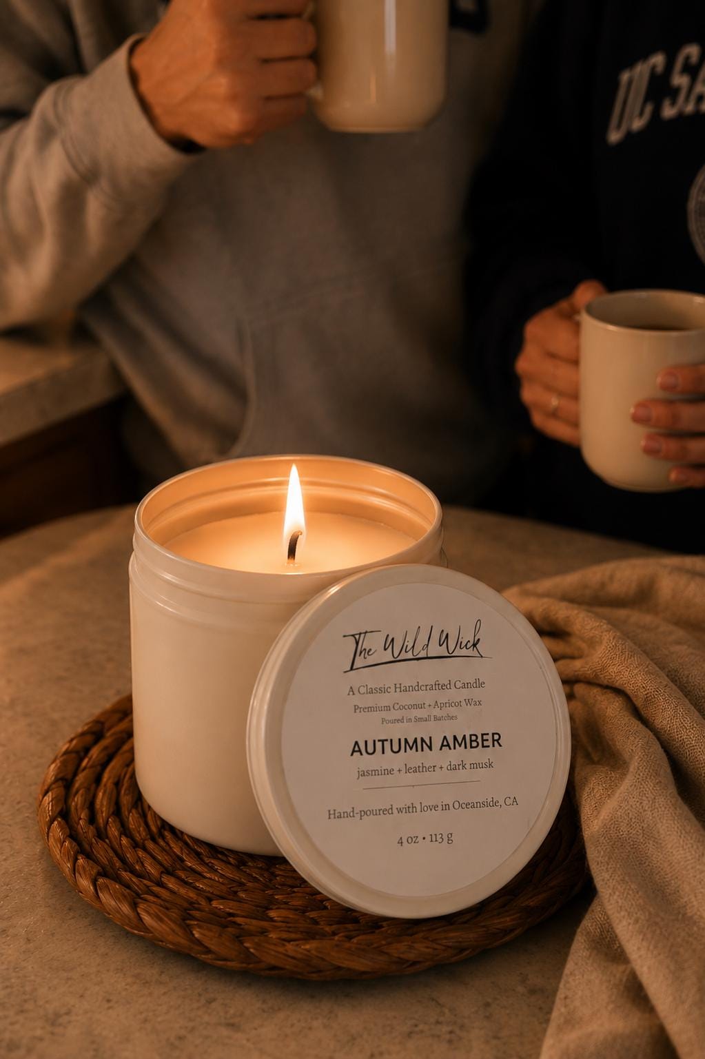 Autumn Amber Luxury Candle | Coconut Apricot Wax | Warm Amber | Simple Clean white 4oz Tin |
