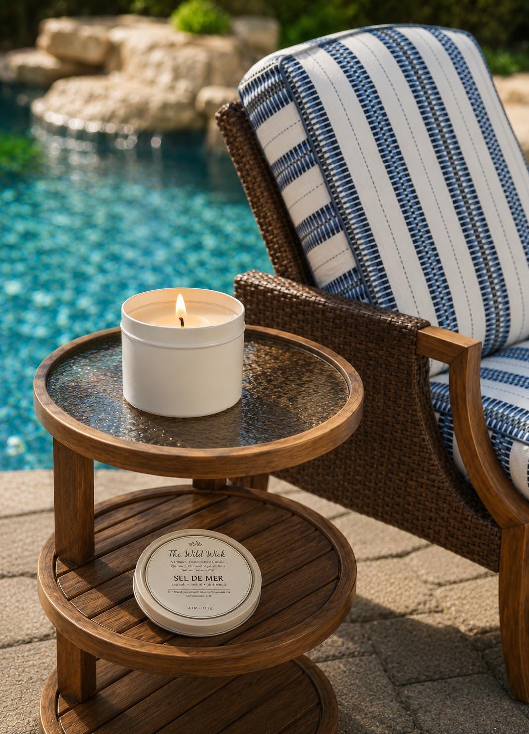 Sel De Mer Luxury Candle | Coconut Apricot Wax | Masculine Beach | Simple Clean white 4oz Tin |