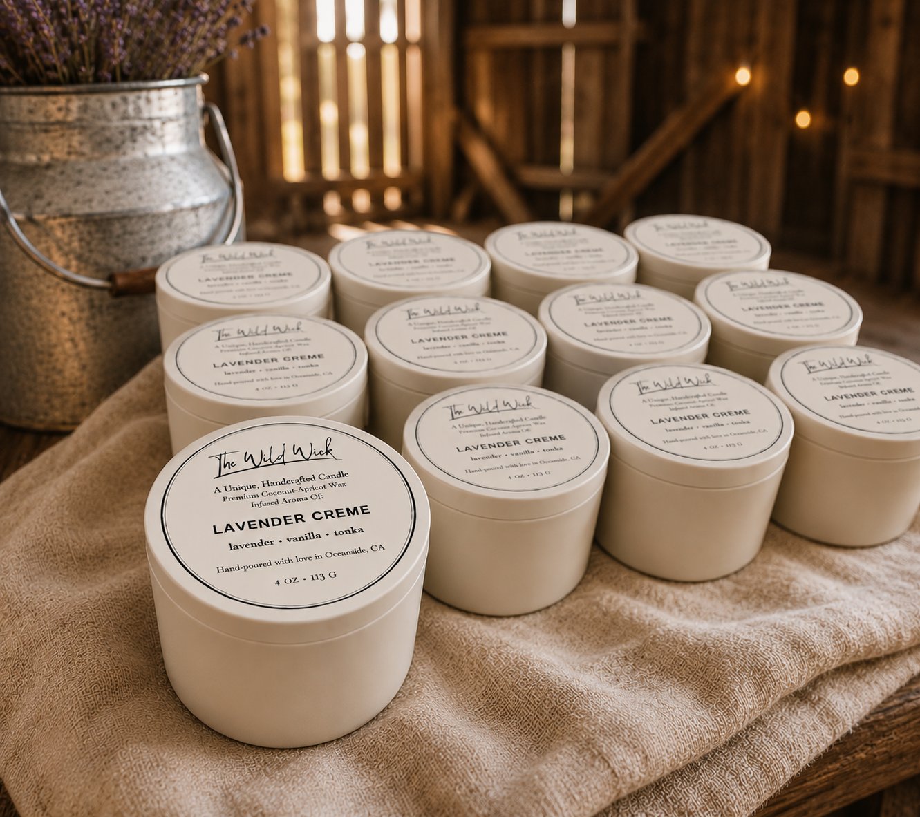 Whipped lavender Creme Luxury Candle | Coconut Apricot Wax | Sweet Spa Refresh | Simple Clean white 4oz Tin |